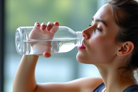 Immagine di una persona che beve acqua dopo l'allenamento